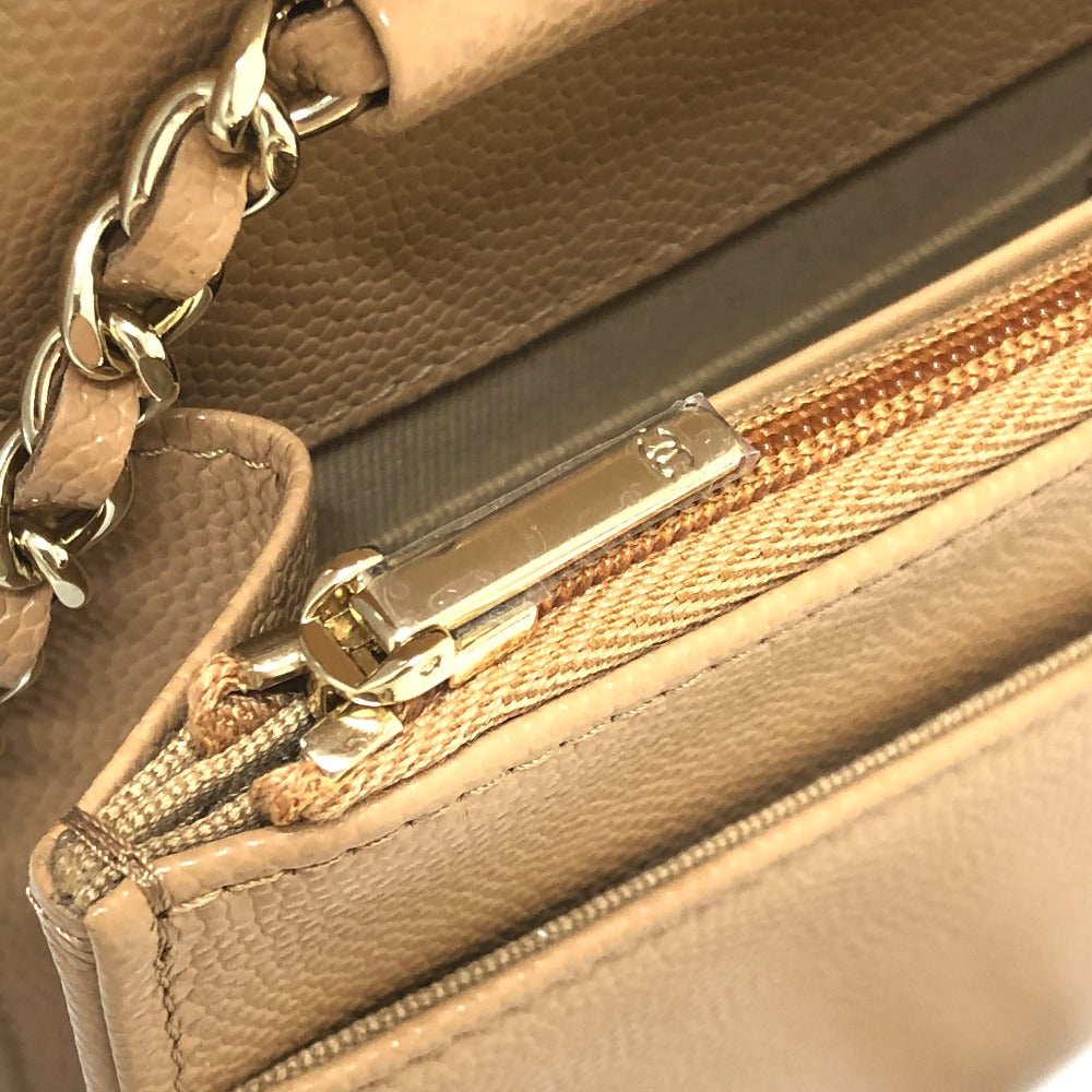 CHANEL AP4653 Métiers d'Art Collection Coco Mark Chain Wallet/Shoulder Bag in Caviar Leather, Beige