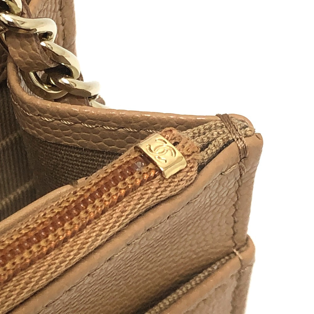 CHANEL AP4653 Métiers d'Art Collection Coco Mark Chain Wallet/Shoulder Bag in Caviar Leather, Beige