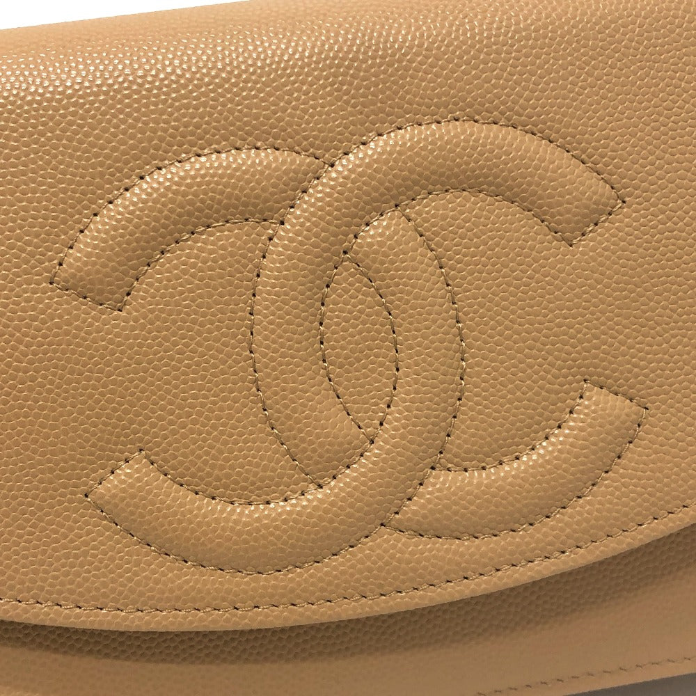 CHANEL AP4653 Métiers d'Art Collection Coco Mark Chain Wallet/Shoulder Bag in Caviar Leather, Beige