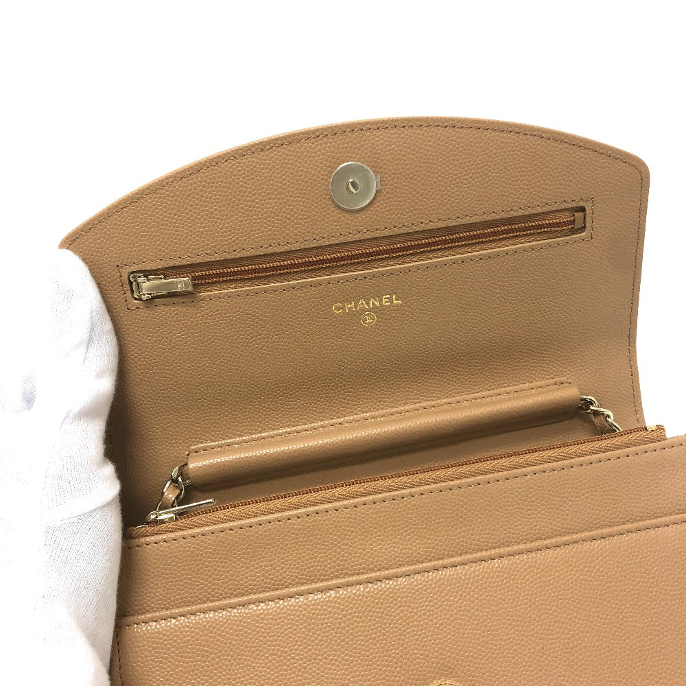 CHANEL AP4653 Métiers d'Art Collection Coco Mark Chain Wallet/Shoulder Bag in Caviar Leather, Beige