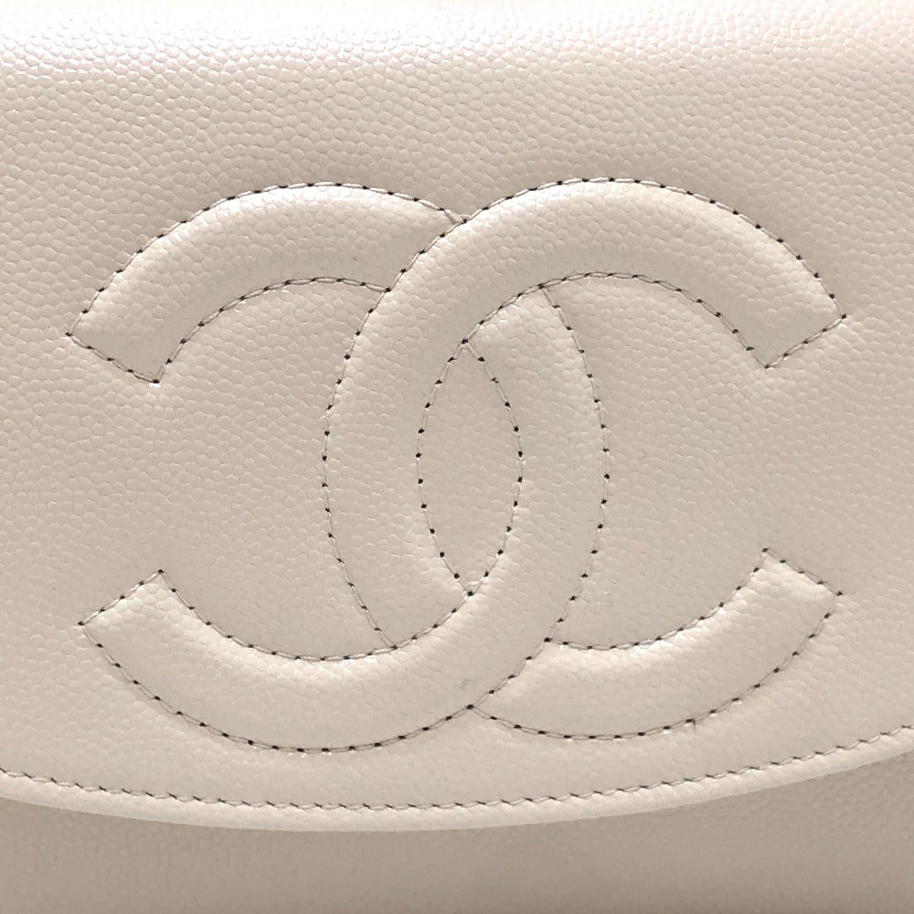 CHANEL AP4653 メティエダール コレクション ココマーク カバン チェーンウォレット 斜め掛け ショルダーバッグ キャビアスキン レディース クリームホワイト ホワイト