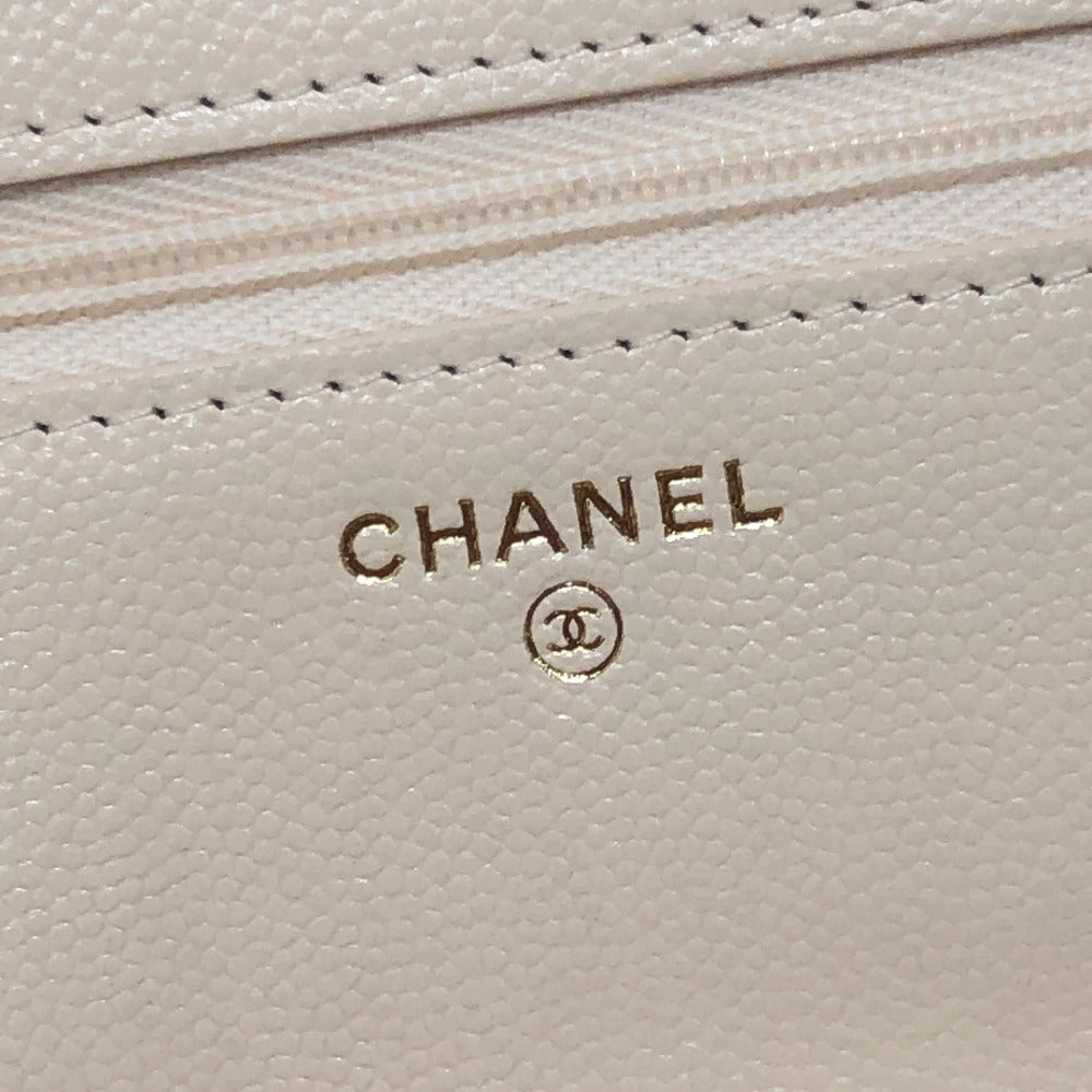 CHANEL AP4653 メティエダール コレクション ココマーク カバン チェーンウォレット 斜め掛け ショルダーバッグ キャビアスキン レディース クリームホワイト ホワイト