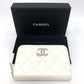 CHANEL AP3728 Star Coco Mark Round Coin Case Compact Wallet Long Wallet Caviar Leather Women's White