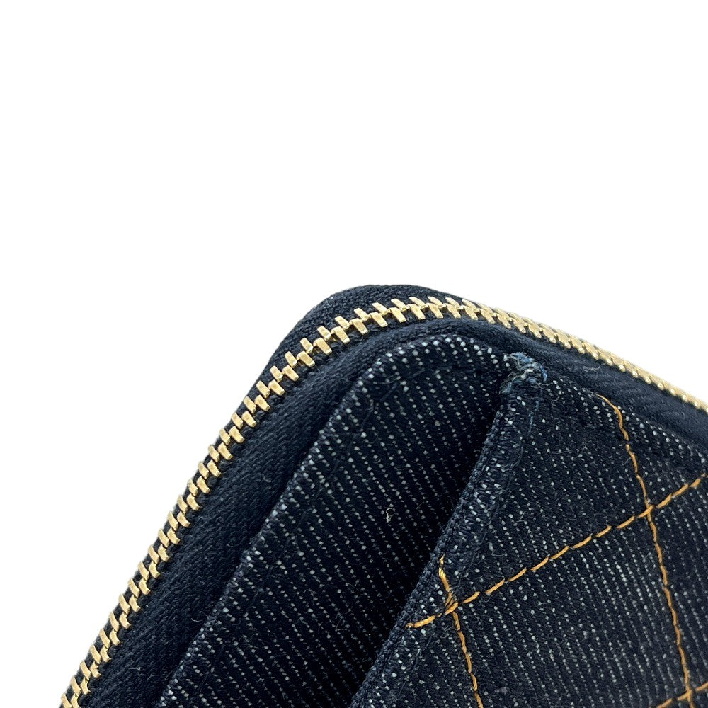 CHANEL AP4893 Matelasse CC Mark Card holder, fragment case, wallet coin purse Denim blue/GoldHardware Used