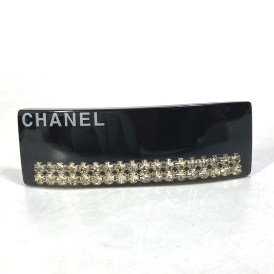 CHANEL 05P ロゴ ラインストーン ヘアアクセサリー バレッタ プラスチック レディース ブラック