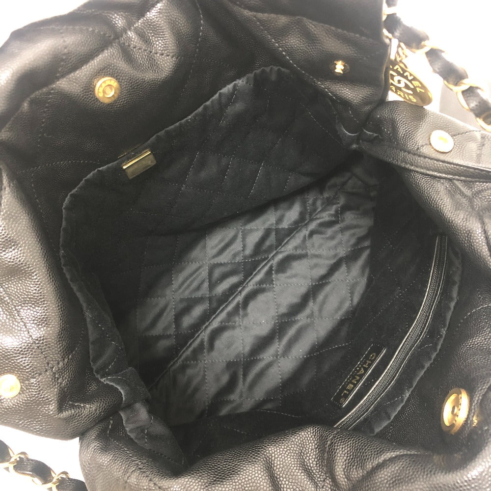 CHANEL AS3260 シャネル22 スモール ココマーク ゴールド金具 カバン 肩掛け ショルダーバッグ キャビアスキン レディース ブラック
