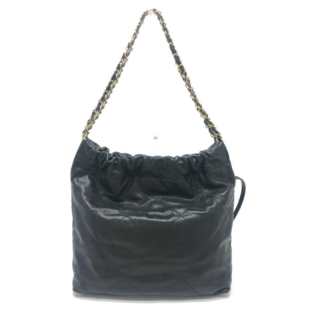 CHANEL AS3260 シャネル22 スモール ココマーク ゴールド金具 カバン 肩掛け ショルダーバッグ キャビアスキン レディース ブラック
