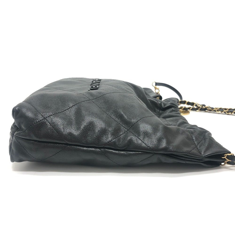 CHANEL AS3260 シャネル22 スモール ココマーク ゴールド金具 カバン 肩掛け ショルダーバッグ キャビアスキン レディース ブラック