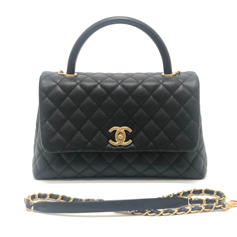 CHANEL A92992 マトラッセ ココハンドル 29 2WAY カバン ショルダーバッグ ハンドバッグ キャビアスキン レディース ブラック