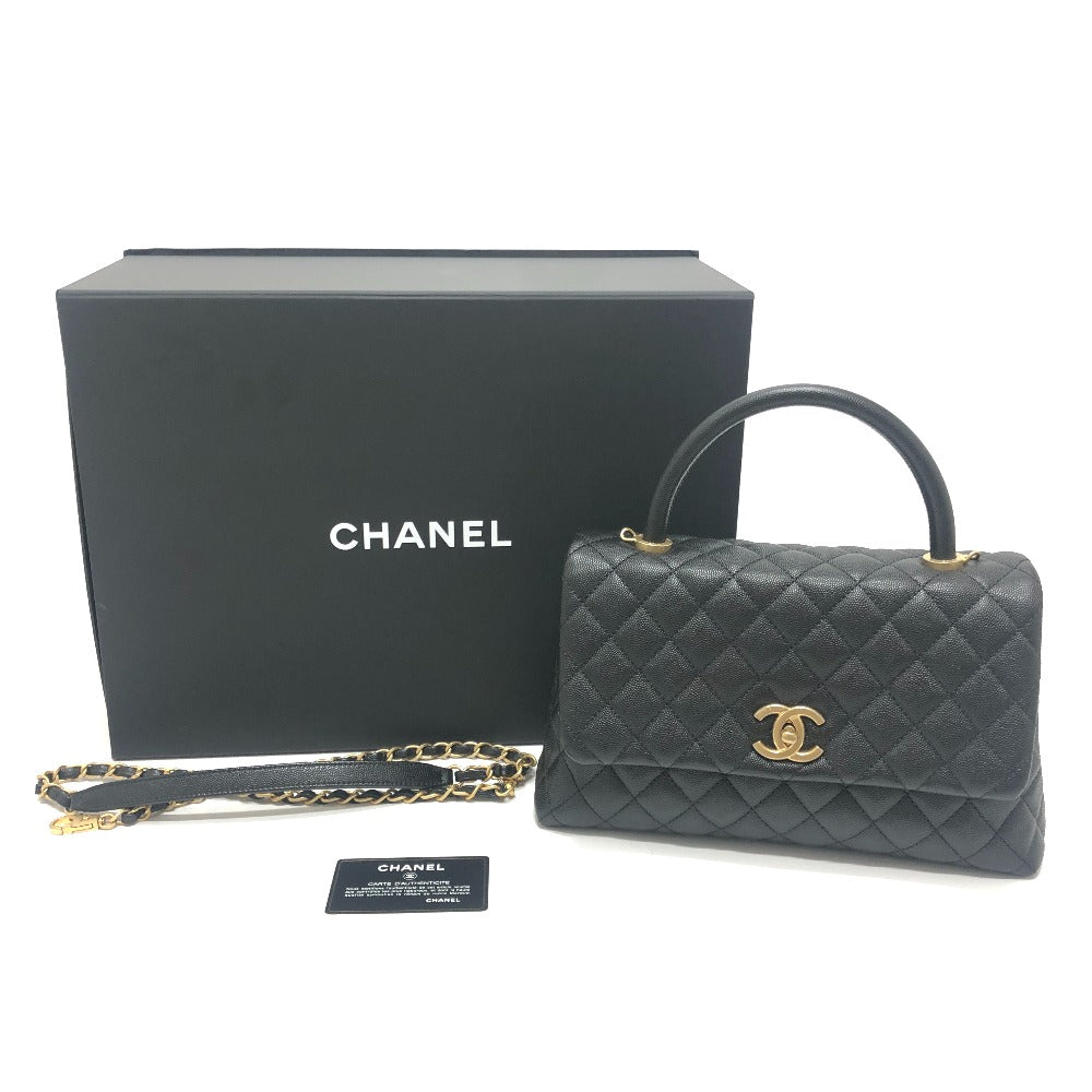 CHANEL A92992 マトラッセ ココハンドル 29 2WAY カバン ショルダーバッグ ハンドバッグ キャビアスキン レディース ブラック