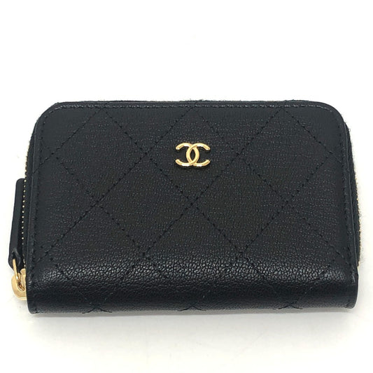 CHANEL AP4914 マトラッセ ココマーク クラシック ジップ コインパース 財布 ウォレット コインケース グレインレザー レディース ブラック
