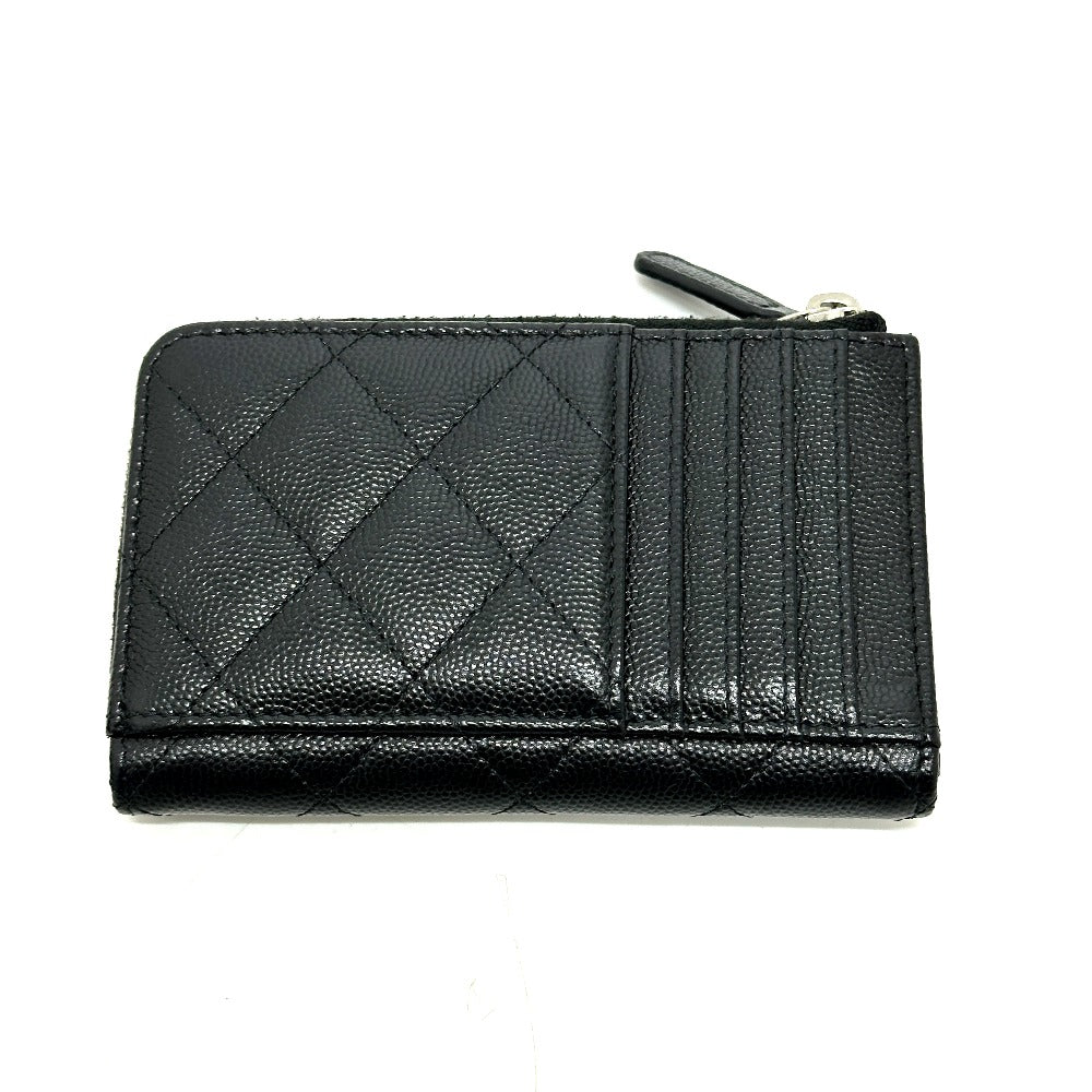 CHANEL AP3732 マトラッセ ココマーク スター CC カード コインパース 財布 コインケース キャビアスキン レディース ブラック