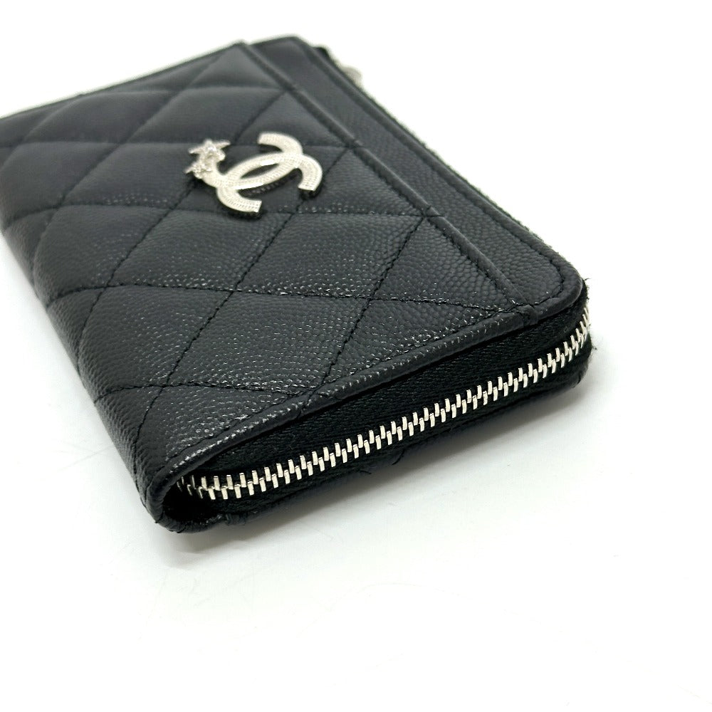 CHANEL AP3732 マトラッセ ココマーク スター CC カード コインパース 財布 コインケース キャビアスキン レディース ブラック