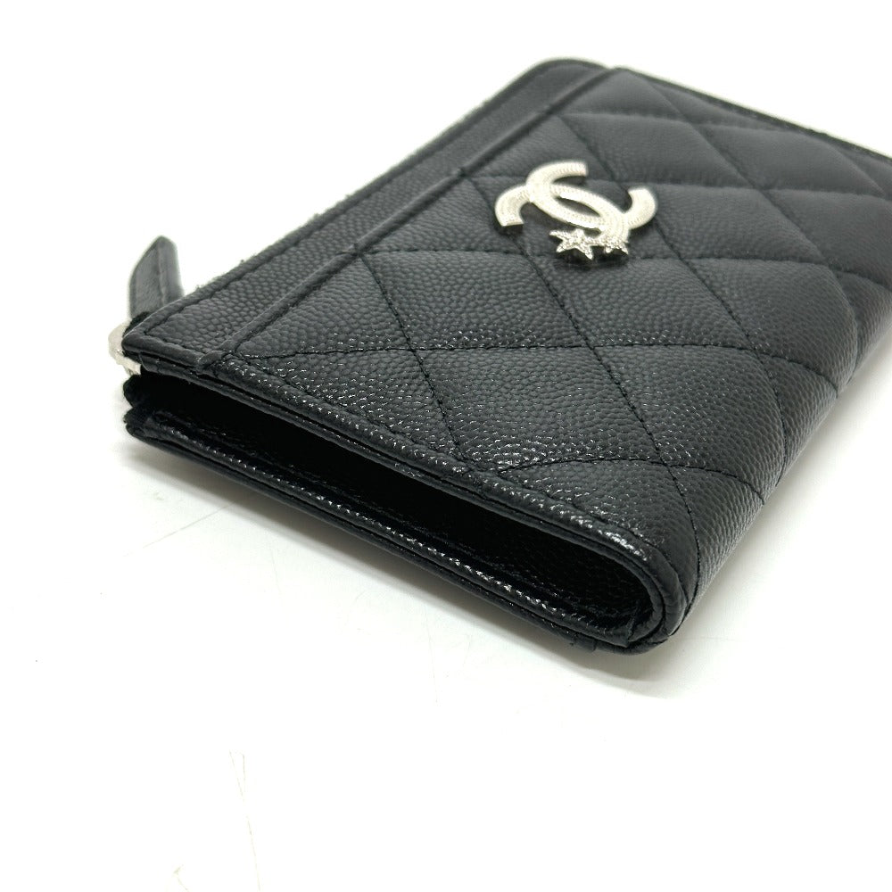 CHANEL AP3732 マトラッセ ココマーク スター CC カード コインパース 財布 コインケース キャビアスキン レディース ブラック