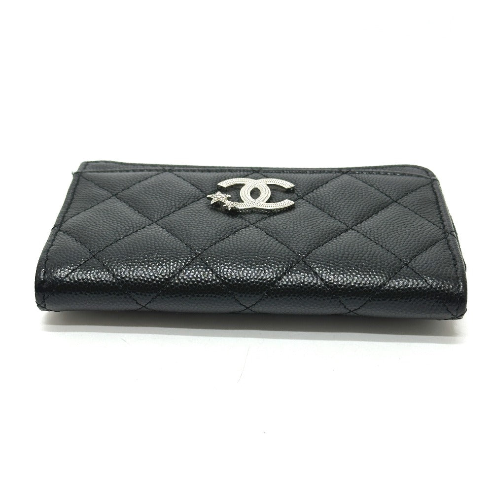 CHANEL AP3732 マトラッセ ココマーク スター CC カード コインパース 財布 コインケース キャビアスキン レディース ブラック