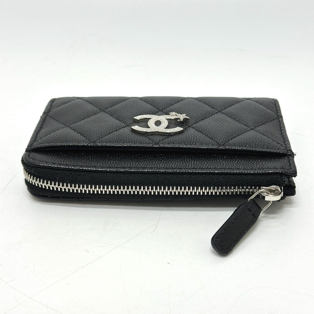CHANEL AP3732 マトラッセ ココマーク スター CC カード コインパース 財布 コインケース キャビアスキン レディース ブラック