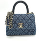 CHANEL AP4244 Coco Handle Mini Washed Denim 2WAY Shoulder Bag Denim Women's Blue