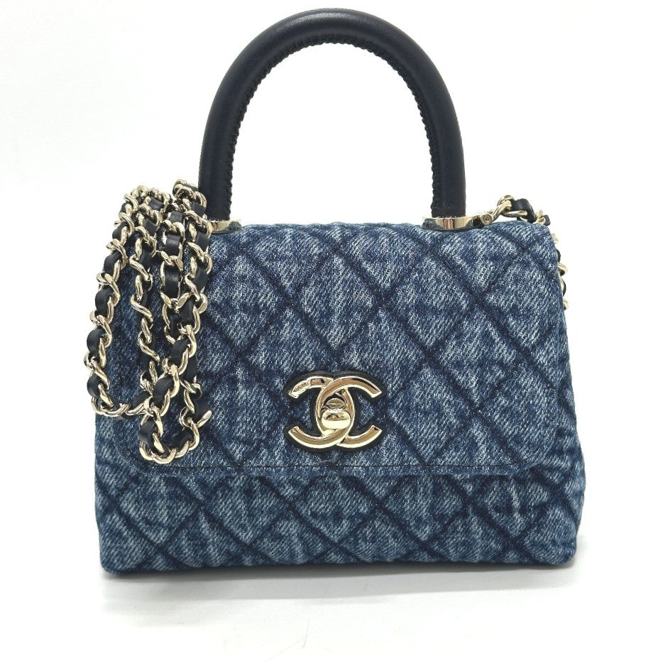 CHANEL AP4244 Coco Handle Mini Washed Denim 2WAY Shoulder Bag Denim Women's Blue