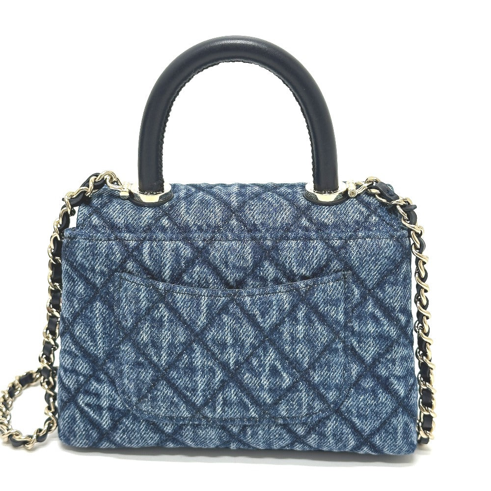 CHANEL AP4244 Coco Handle Mini Washed Denim 2WAY Shoulder Bag Denim Women's Blue