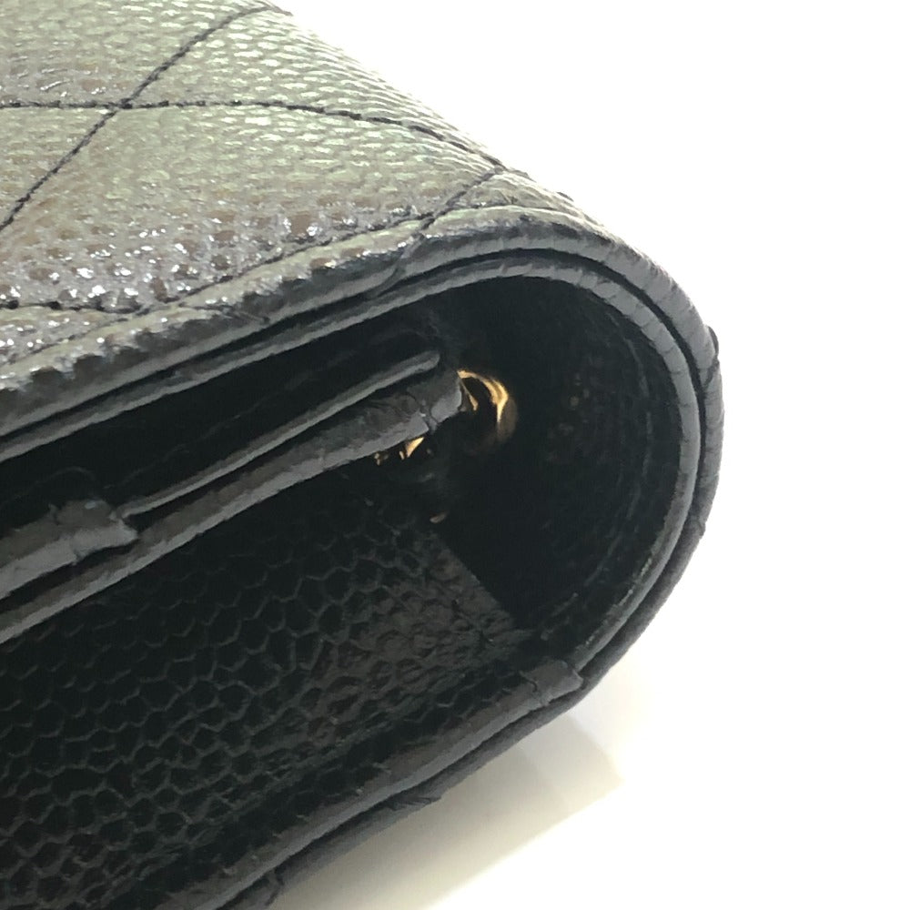 CHANEL AP0250 マトラッセ ココマーク チェーンウォレット カバン 財布 斜め掛け ショルダーバッグ キャビアスキン レディース ブラック