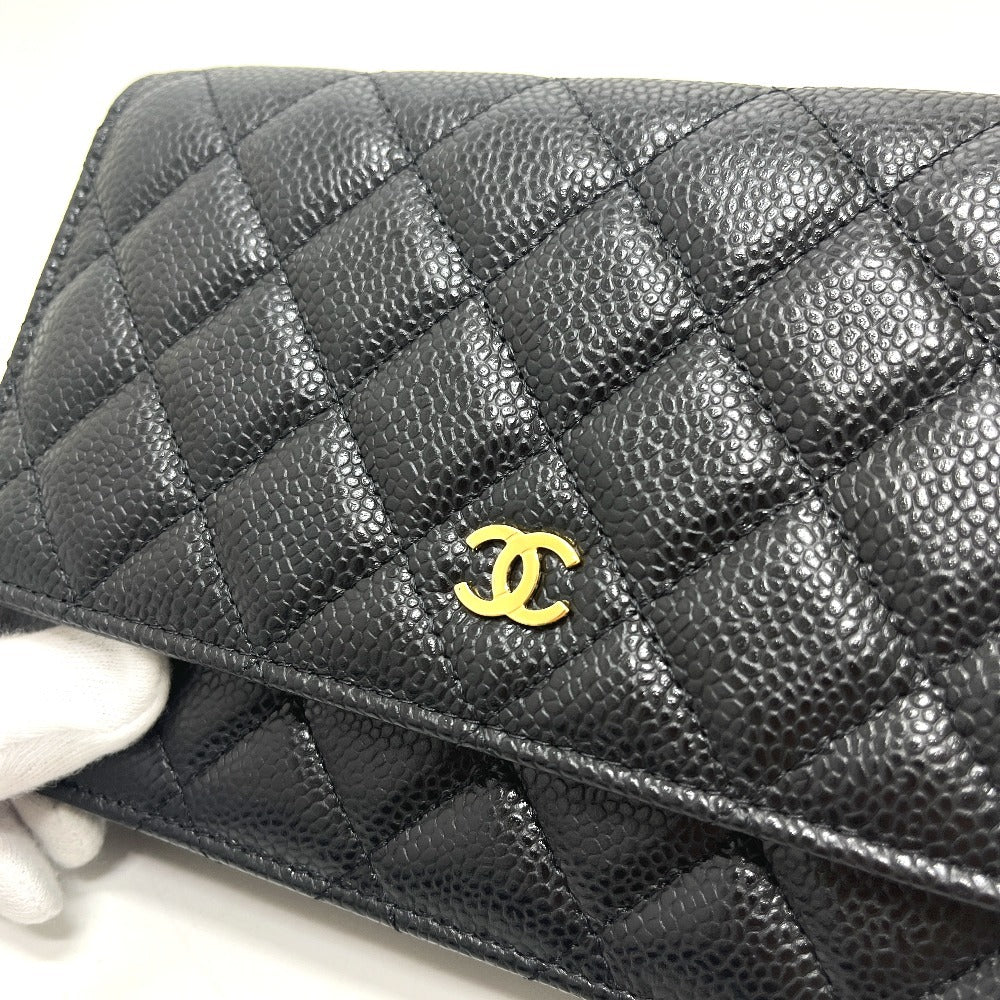 CHANEL AP0250 CC Mark Chain Wallet bag bag Shoulder Bag Caviar Leather Black Used
