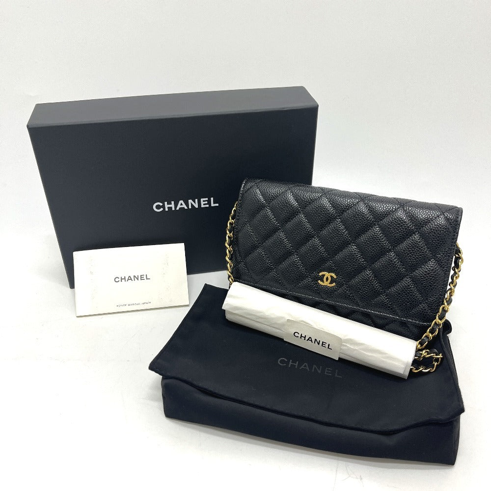 CHANEL AP0250 CC Mark Chain Wallet bag bag Shoulder Bag Caviar Leather Black Used