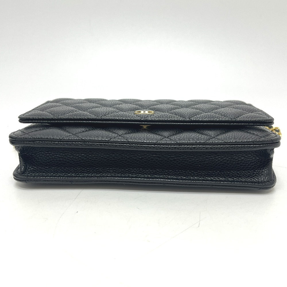 CHANEL AP0250 CC Mark Chain Wallet bag bag Shoulder Bag Caviar Leather Black Used