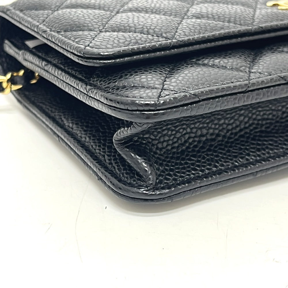 CHANEL AP0250 CC Mark Chain Wallet bag bag Shoulder Bag Caviar Leather Black Used