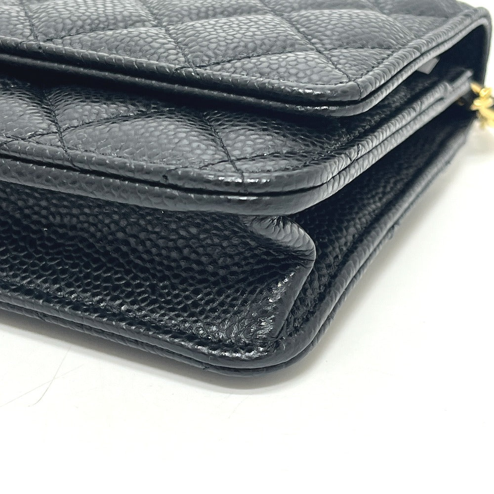 CHANEL AP0250 CC Mark Chain Wallet bag bag Shoulder Bag Caviar Leather Black Used