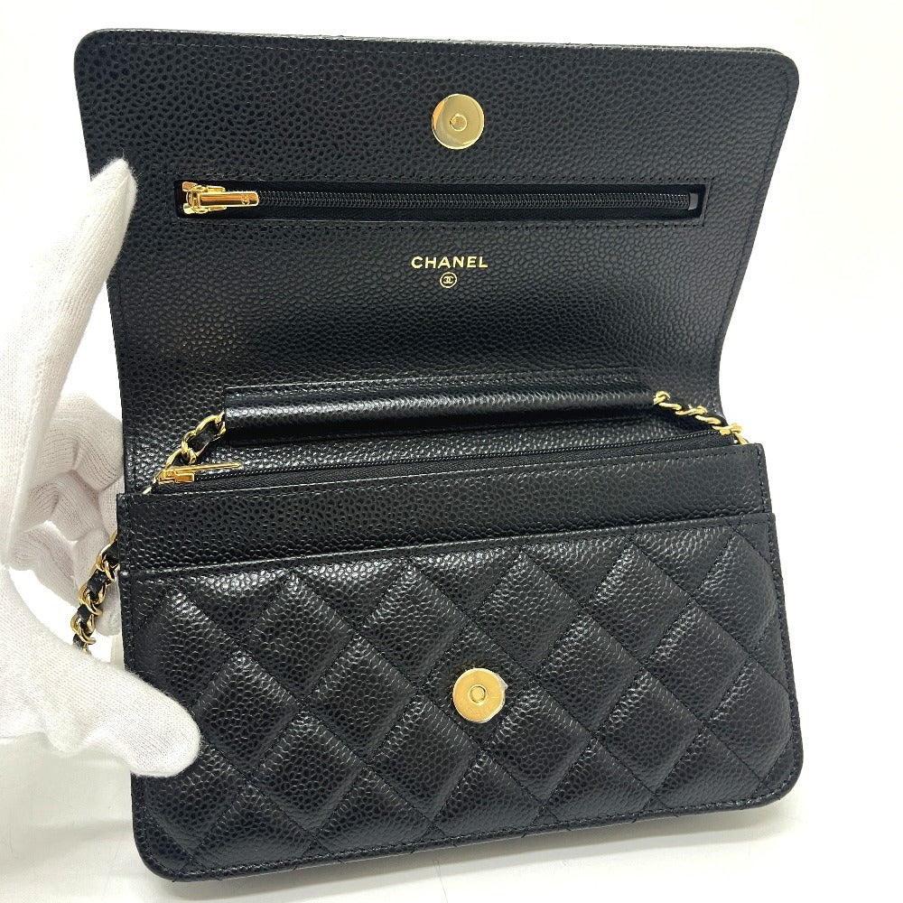 CHANEL AP0250 CC Mark Chain Wallet bag bag Shoulder Bag Caviar Leather Black Used