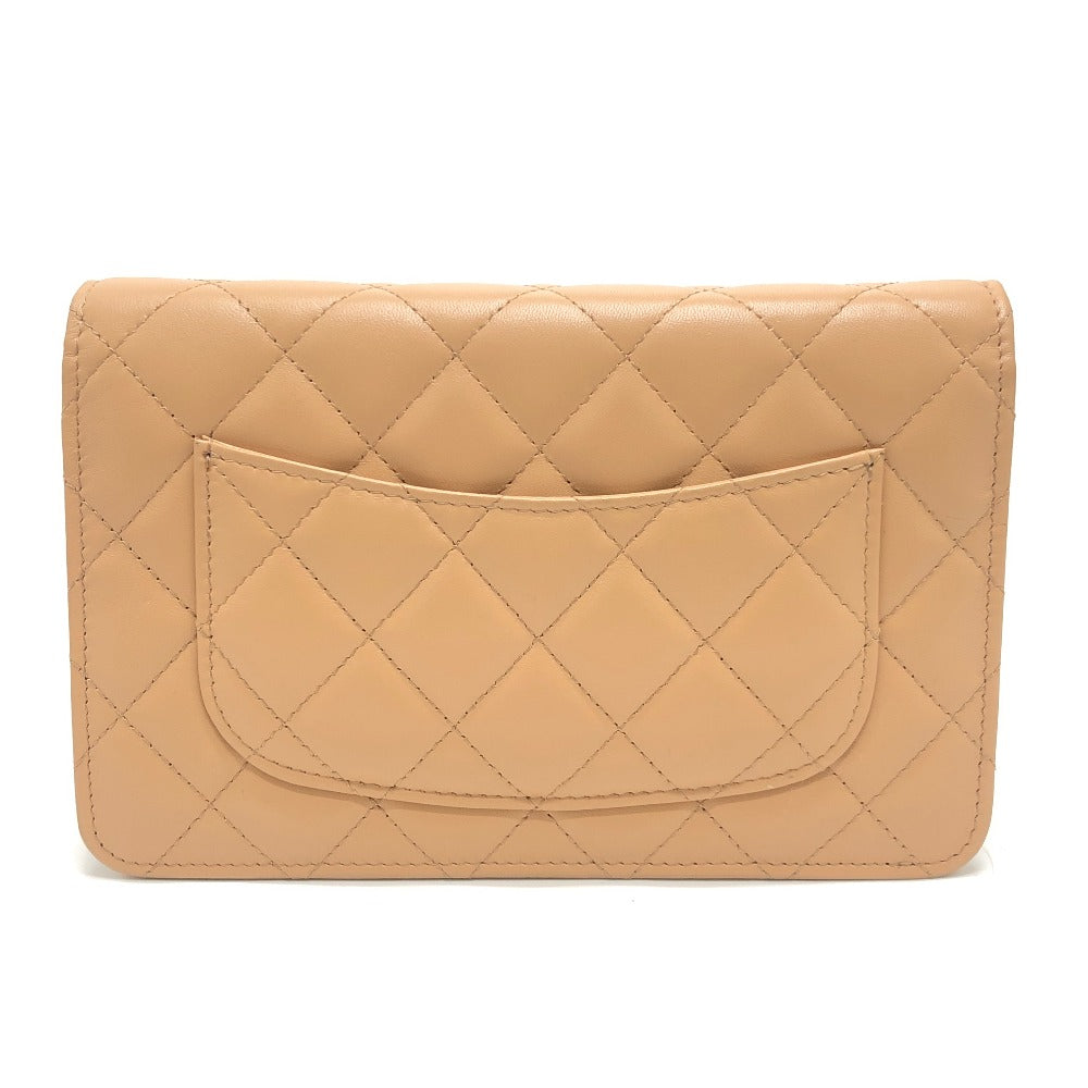CHANEL AP0250 マトラッセ ココマーク クラシック チェーンウォレット カバン ショルダーバッグ ラムスキン レディース ベージュ