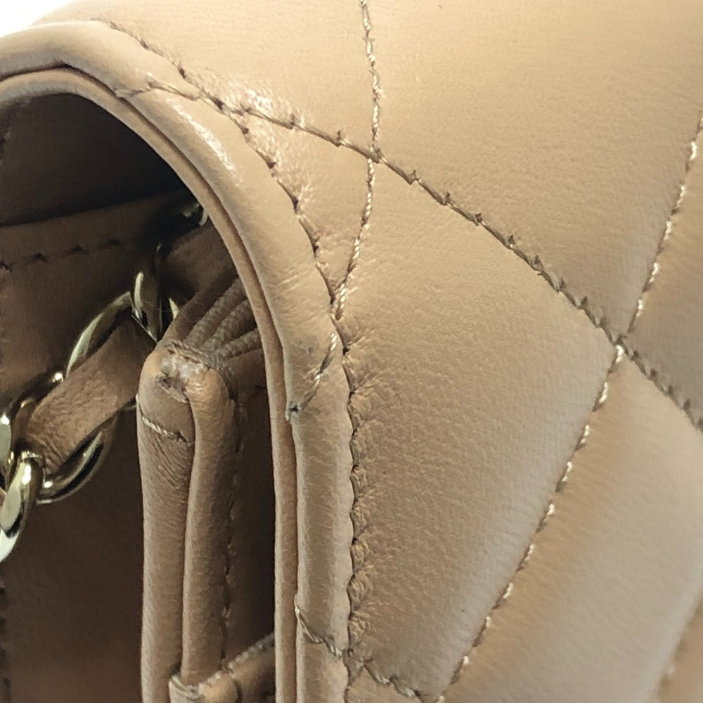 CHANEL AP0250 マトラッセ ココマーク クラシック チェーンウォレット カバン ショルダーバッグ ラムスキン レディース ベージュ