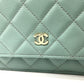 CHANEL AP0250 Matelasse CC Mark Classic Bag Wallet Chain Wallet Pochette Crossbody Shoulder Bag Caviar Leather Blue gray gray Used
