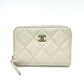 CHANEL AP0216 CC Mark Matelasse Classic Zip Wallet coin purse Caviar Leather gray/GoldHardware Used