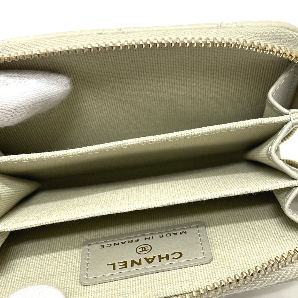 CHANEL AP0216 CC Mark Matelasse Classic Zip Wallet coin purse Caviar Leather gray/GoldHardware Used