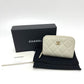 CHANEL AP0216 CC Mark Matelasse Classic Zip Wallet coin purse Caviar Leather gray/GoldHardware Used
