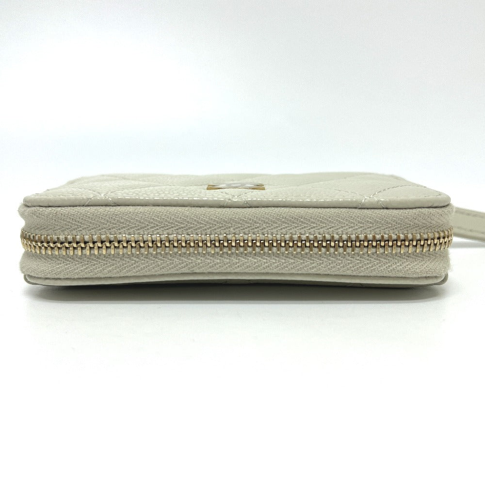 CHANEL AP0216 CC Mark Matelasse Classic Zip Wallet coin purse Caviar Leather gray/GoldHardware Used
