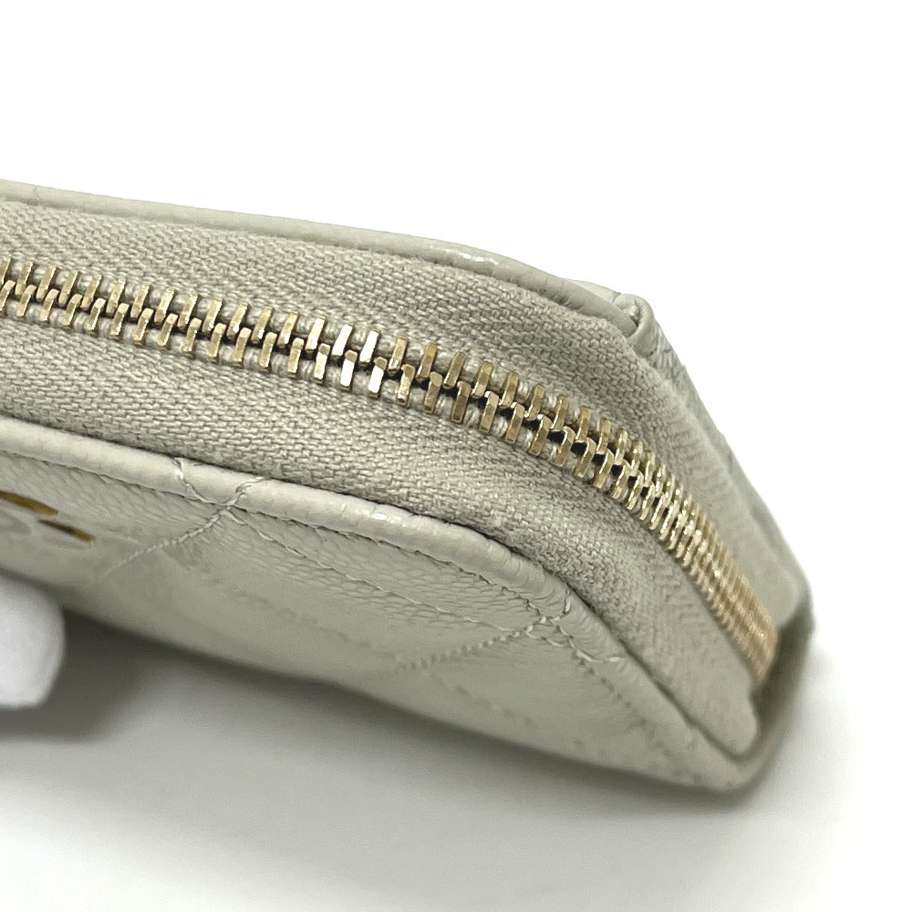 CHANEL AP0216 CC Mark Matelasse Classic Zip Wallet coin purse Caviar Leather gray/GoldHardware Used