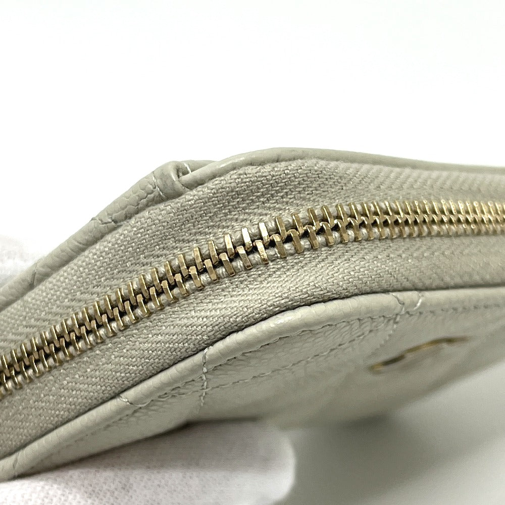 CHANEL AP0216 CC Mark Matelasse Classic Zip Wallet coin purse Caviar Leather gray/GoldHardware Used