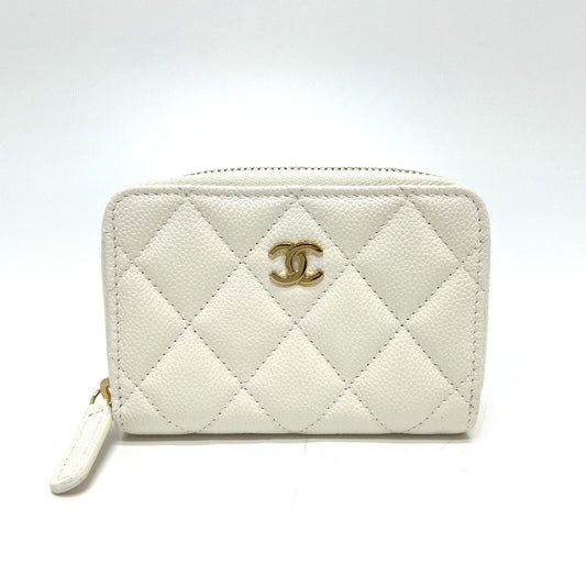 CHANEL AP0216 Matelasse CC Mark Classic Zip Coin purse Wallet coin purse Caviar Leather White/GoldHardware Used