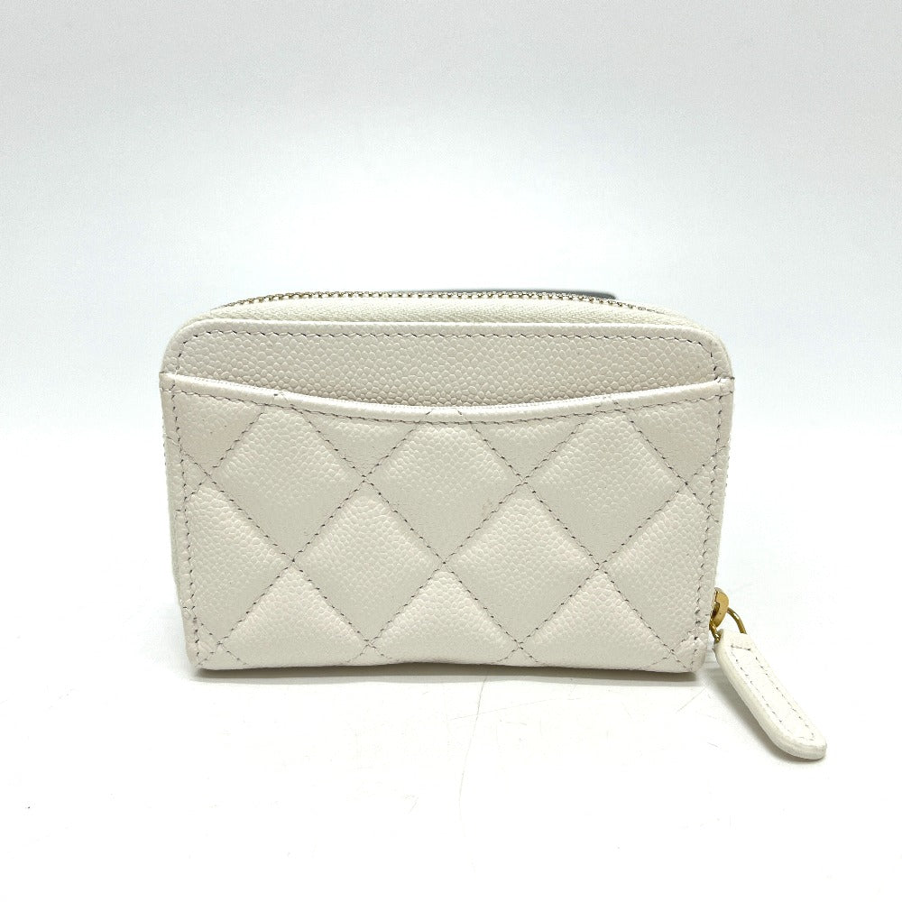 CHANEL AP0216 Matelasse CC Mark Classic Zip Coin purse Wallet coin purse Caviar Leather White/GoldHardware Used