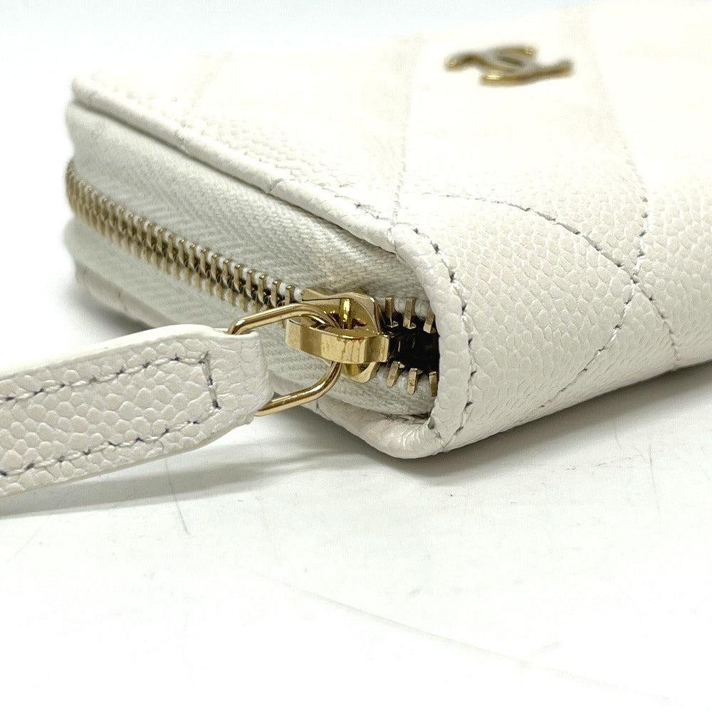 CHANEL AP0216 Matelasse CC Mark Classic Zip Coin purse Wallet coin purse Caviar Leather White/GoldHardware Used
