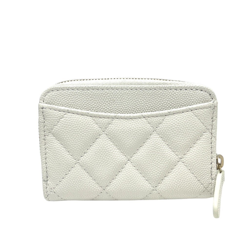 CHANEL AP0216 Matelasse CC Mark Wallet Wallet coin purse Caviar Leather White/GoldHardware Used
