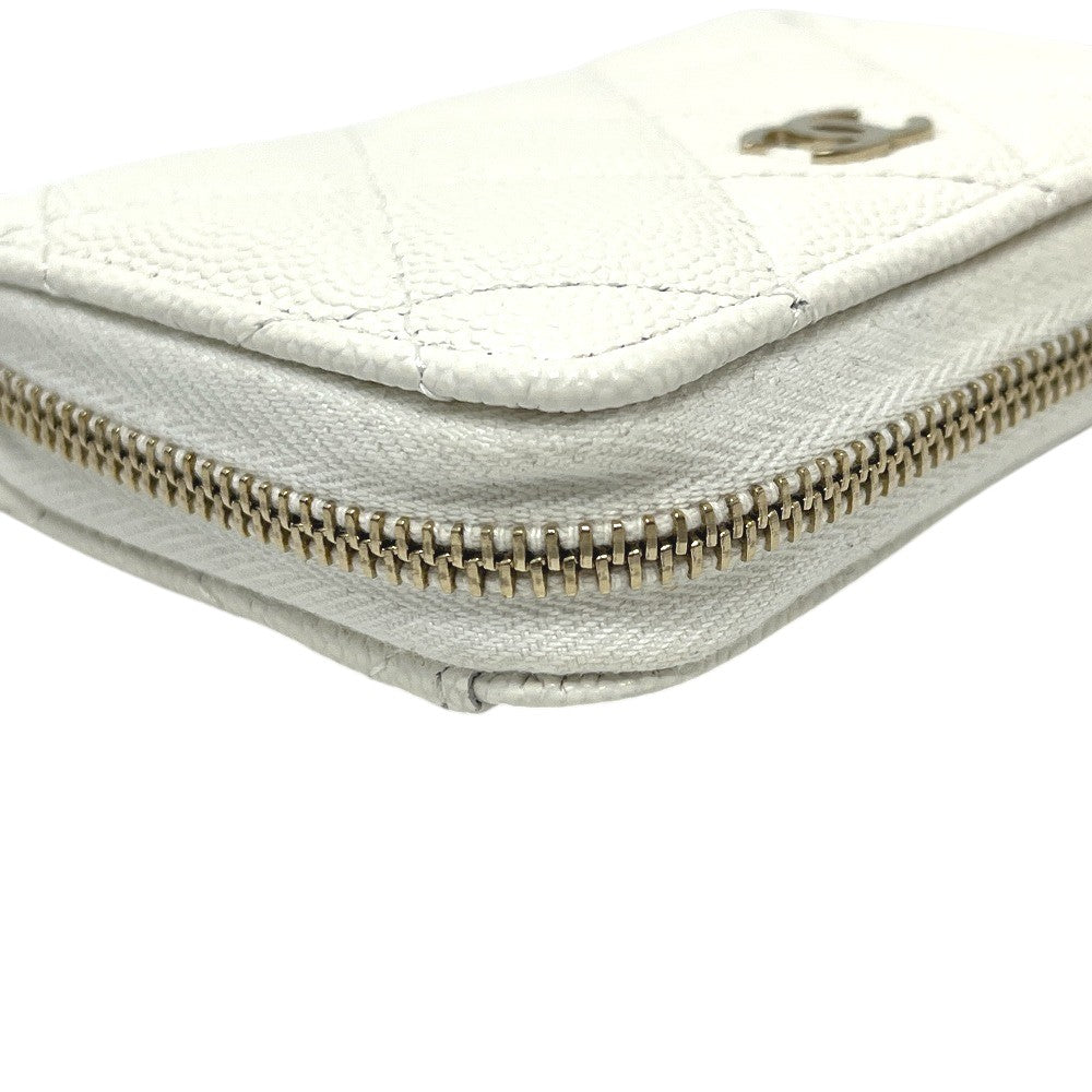 CHANEL AP0216 Matelasse CC Mark Wallet Wallet coin purse Caviar Leather White/GoldHardware Used