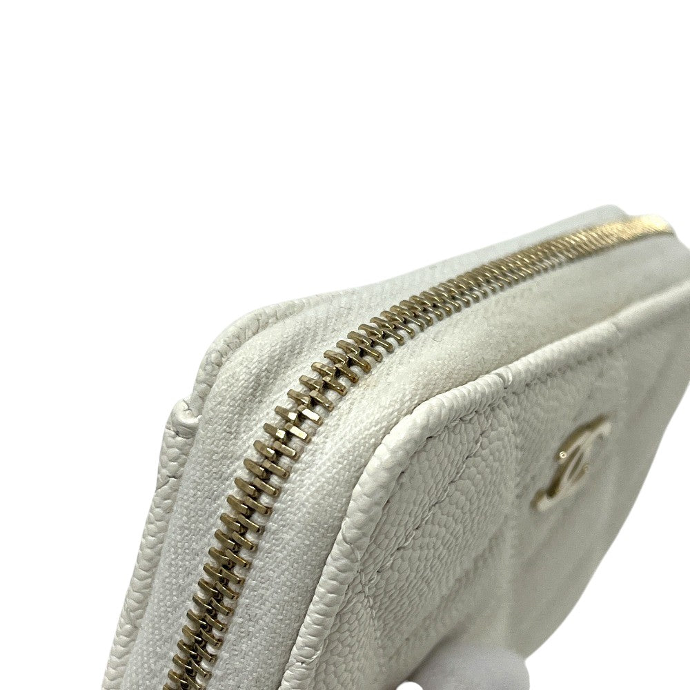 CHANEL AP0216 Matelasse CC Mark Wallet Wallet coin purse Caviar Leather White/GoldHardware Used