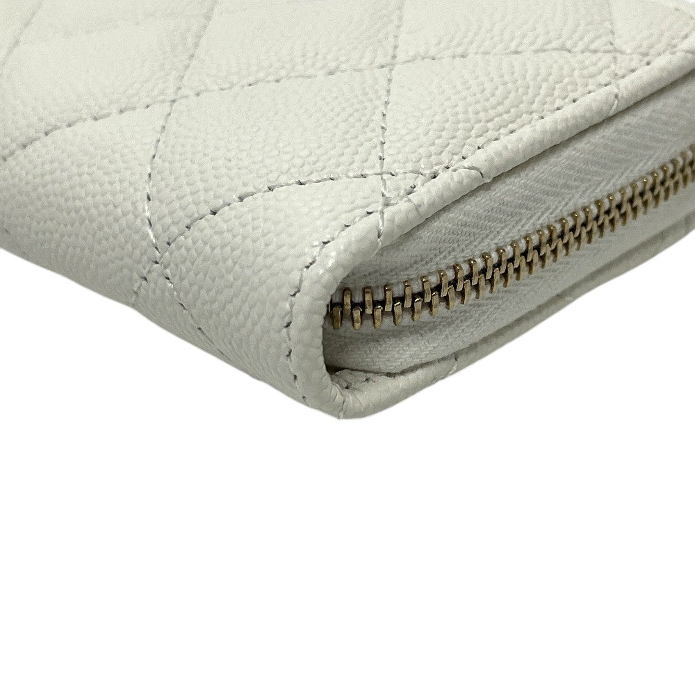 CHANEL AP0216 Matelasse CC Mark Wallet Wallet coin purse Caviar Leather White/GoldHardware Used