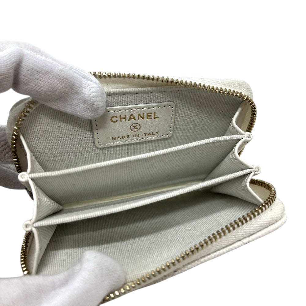 CHANEL AP0216 Matelasse CC Mark Wallet Wallet coin purse Caviar Leather White/GoldHardware Used