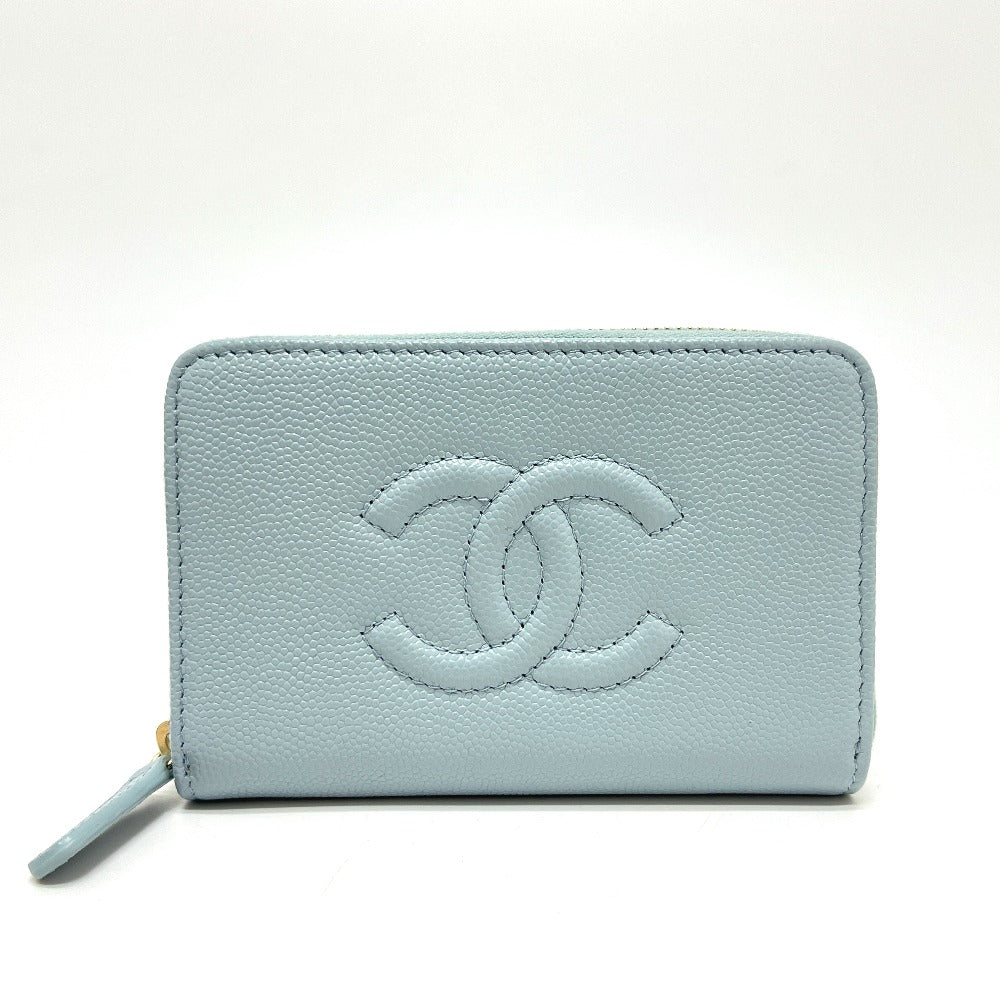 CHANEL AP4658 CC Mark Métiers d'Art Card Case Wallet Wallet coin purse Caviar Leather blue Used