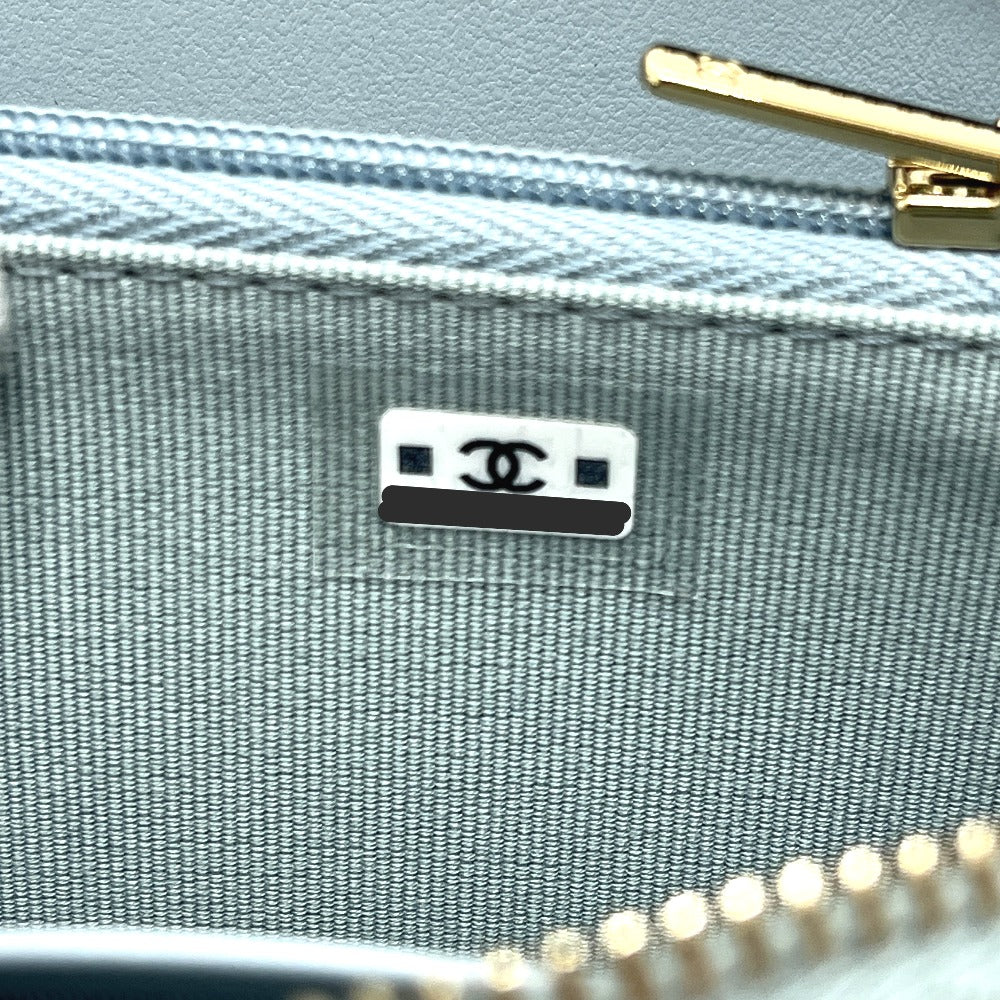 CHANEL AP4658 CC Mark Métiers d'Art Card Case Wallet Wallet coin purse Caviar Leather blue Used