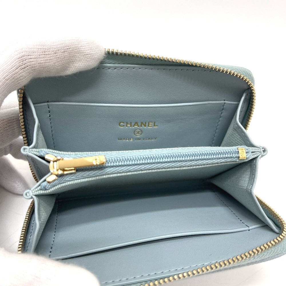 CHANEL AP4658 CC Mark Métiers d'Art Card Case Wallet Wallet coin purse Caviar Leather blue Used
